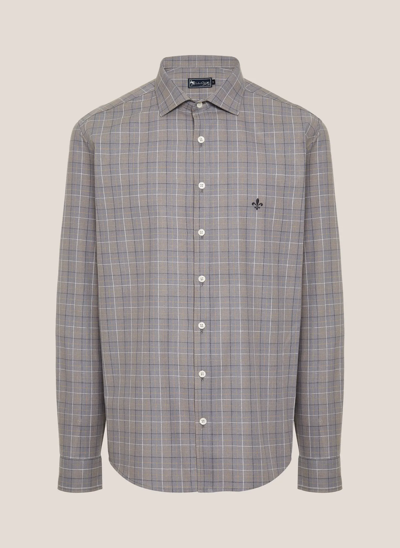 Camisa xadrez cinza — frente