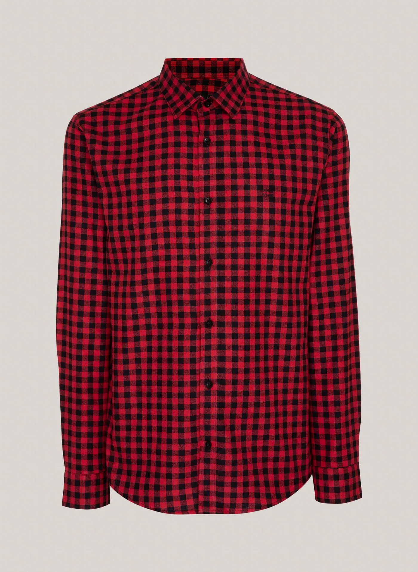 Camisa xadrez vermelha e preta — frente